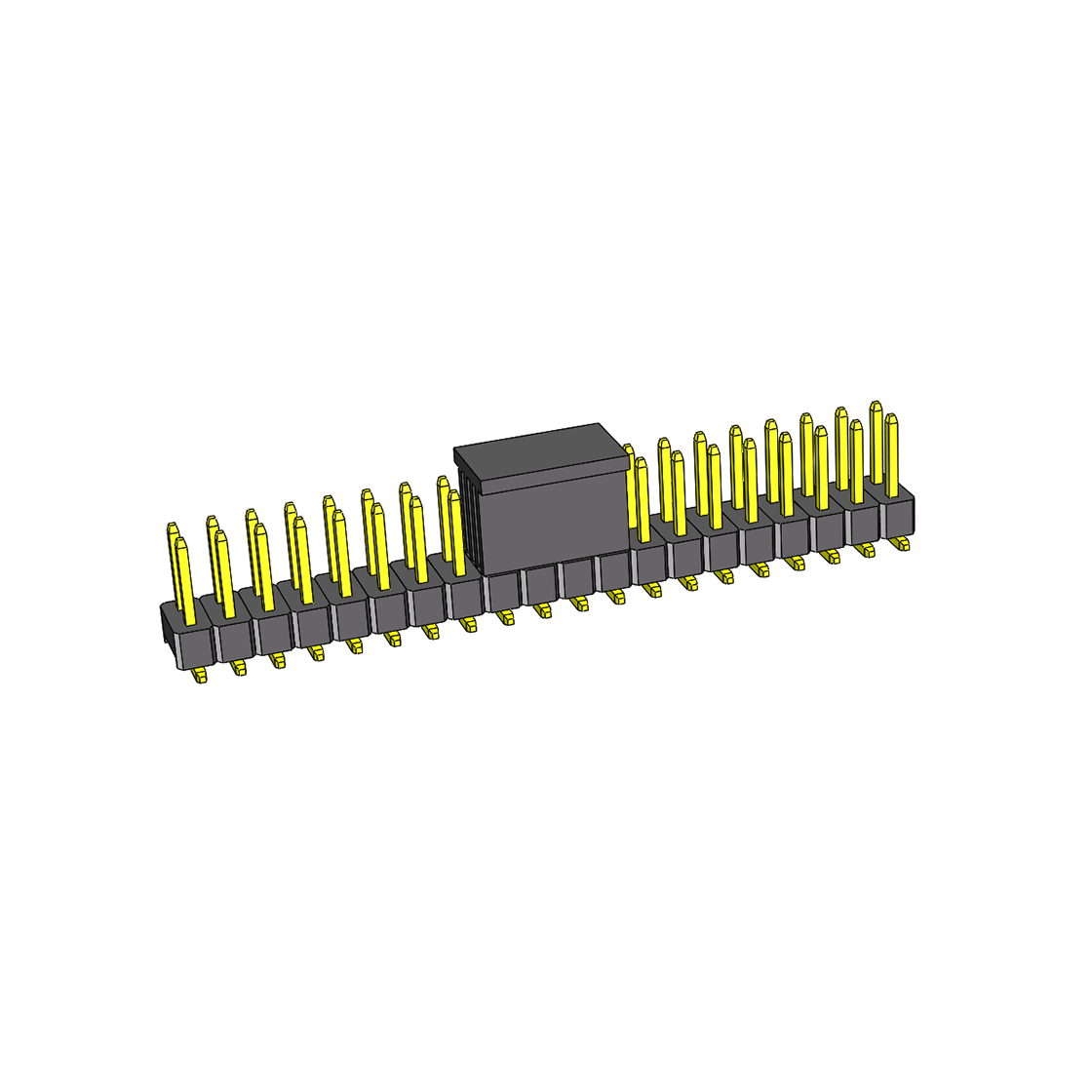 PH2541 排针连接器 Pitch 2.54mm 180° 双排 SMT+CAP 单塑排针 PA:5.84 PC:7.3